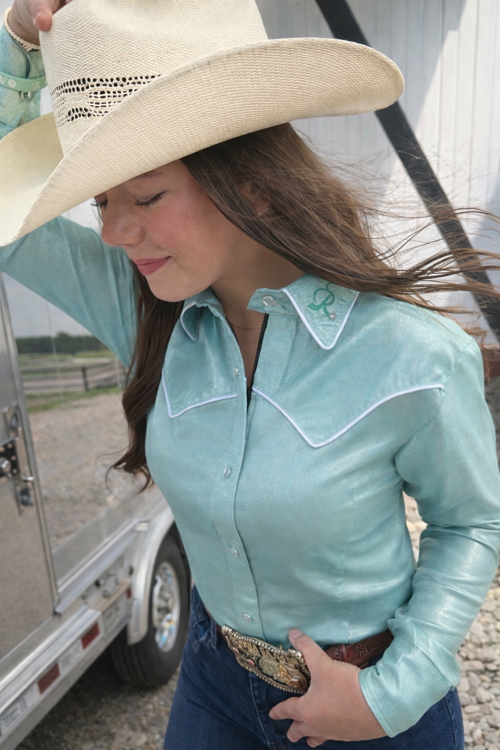 Mint to Be Western Button Down